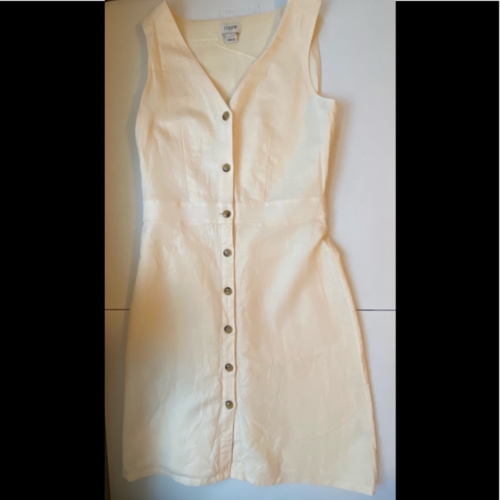 J.Crew sleeveless button front linen dress. Size 0